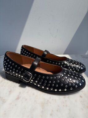 ELLE Black Studded Mary Jane Flats